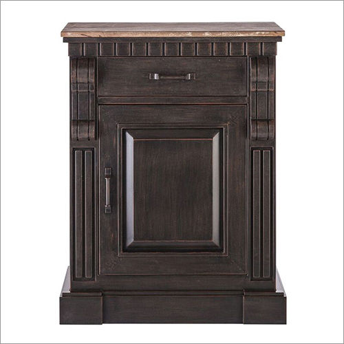 Brown Small Iron Side Board With Rustic Wood Top