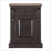 Brown Small Iron Side Board With Rustic Wood Top
