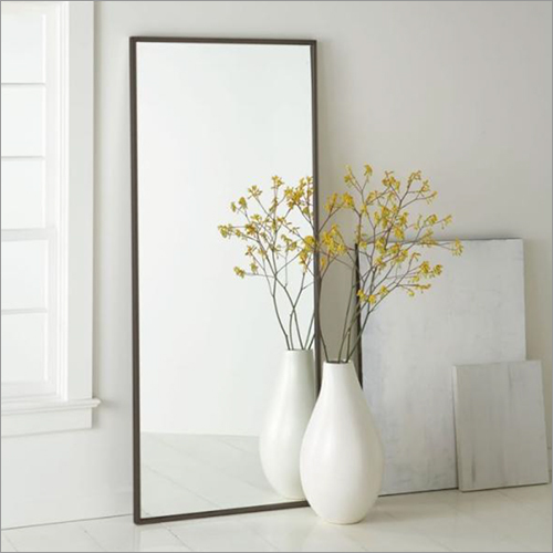 White Antiqued Bronze Floor Mirror