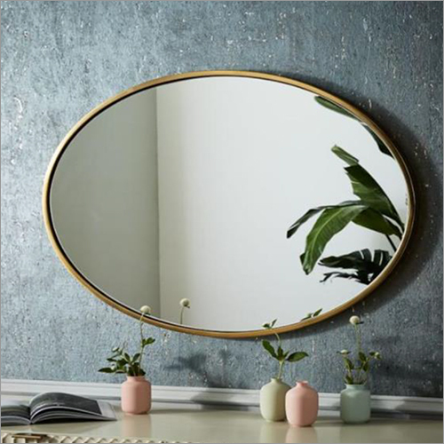 Brown Antique Brass Oval Wall Mirror