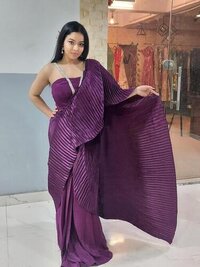 Desginer Purple Drape Saree