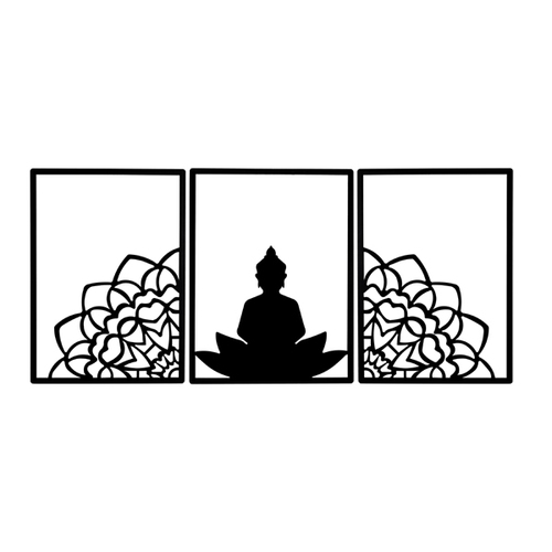 Lotus Buddha Metal Wall Art - Metal, Custom Sizes, Gray Rust Finish | Lightweight, Elegantly Painted, Ideal for Meditation Spaces