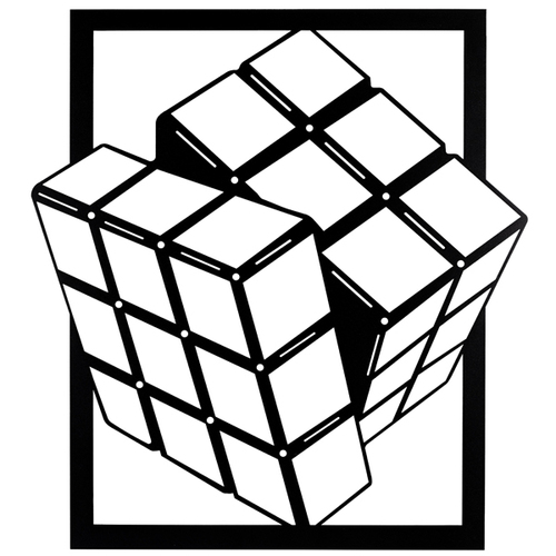 Dark Gray Magic Cubes Metal Wall Art