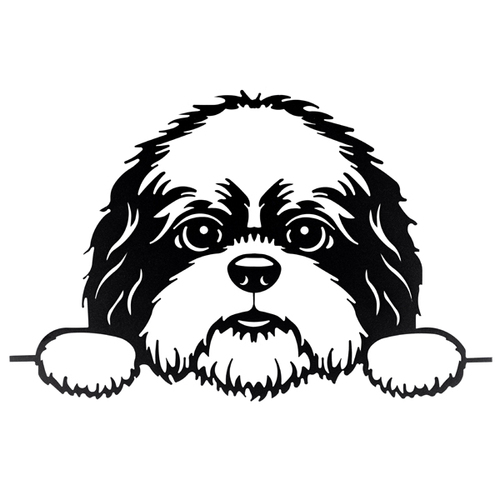 Dark Gray Dog Face Metal Wall Art