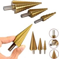 Cone Drill Titanium Bit Set Hole Cutter - Hss Steel, Sizes: 4-12, 4-20, 4-32 Mm | Durable, Efficient, Precise, Step Drill, 6.35 Mm Hexagonal Handle