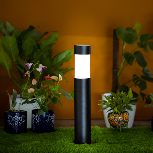 Gray Round Acrylic Bollard Outdoor Garden Park Driveway Light