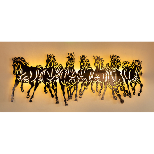 Backlit Metal Wall Decor - Steel Sculpture Rust Finish Matte Black | Indian Themed Decorative Art Piece