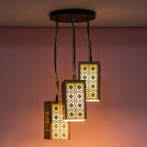 Golden Triple Take Metal Hanging Ceiling Pendant Light Lamp