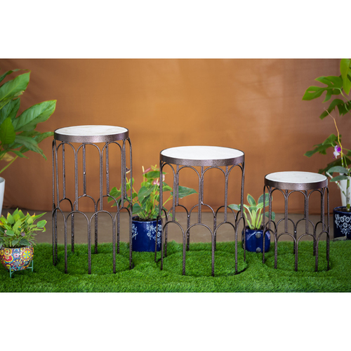 Gray Glass Top Designer Metal Center Table