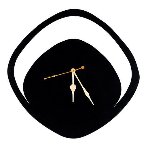 Black Boomerang Shape Metal Wall Clock