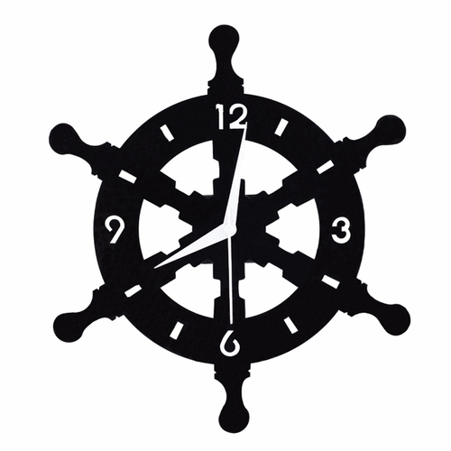 Ship Wheel Shape Metal Wall Clock