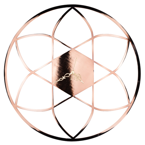 Rose Gold Elegant Golden Flower Metal Wall Clock