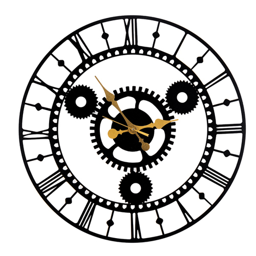 Black Gold Needle Roman Numerals Wall Clock