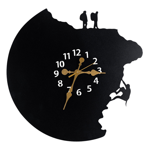 Black Modern Art Mountain Climbers Wall Clock