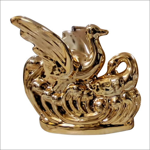 Gold Plated Swan Ceramic Decorative Show Piece