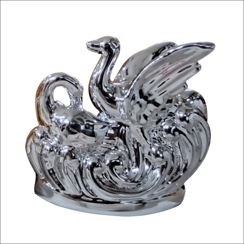 Silver Plated Swan Ceramic Decorative Show Piece