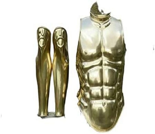 Medieval Knight Reenactment Muscle Armor Cuirass with Leg Greaves Gold