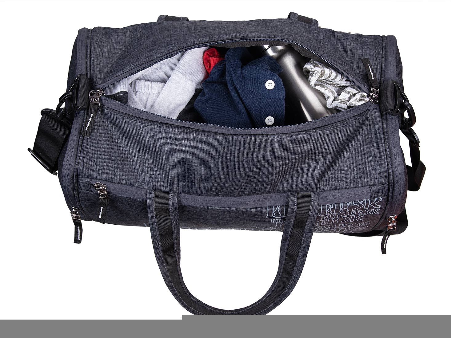 Polyester Dark Grey 27 Litre Large Gym Bag