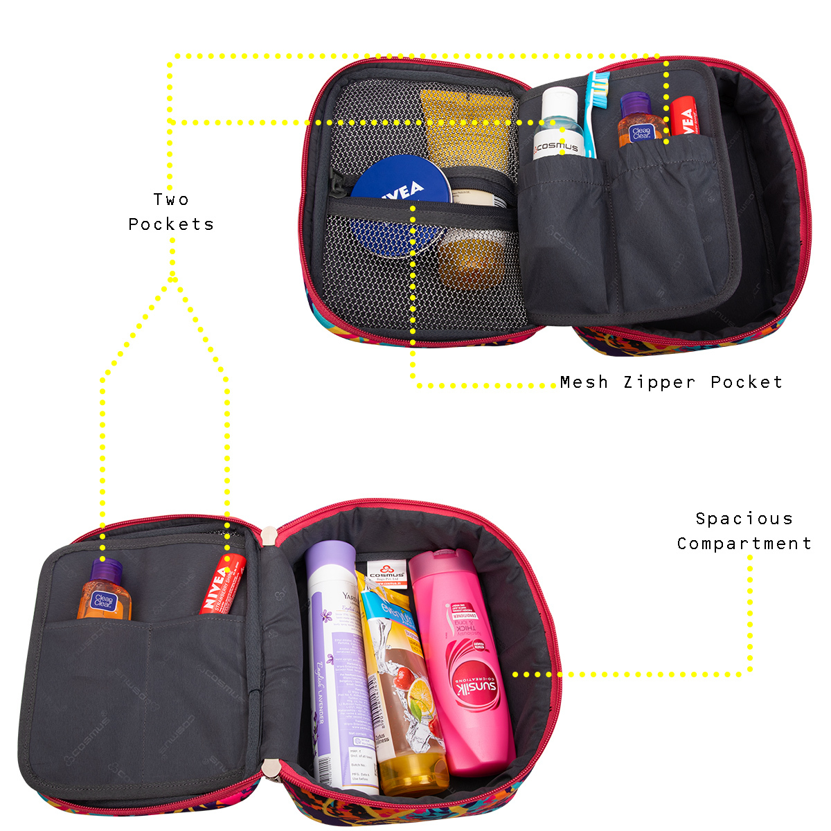 RUSSET Flower Travel Makeup bag