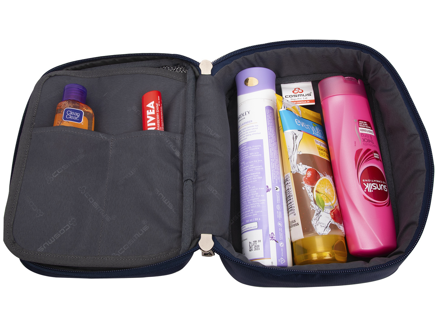 RUSSET Navy Blue Travel Makeup bag