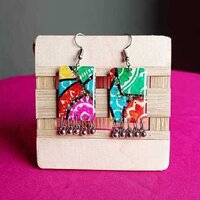 Flower Petal Resin Handmade Earrings - Made Of Brass, Dazzling Crystal Studs With Unique Dangling Flower Design, Perfect For Weddings And Parties