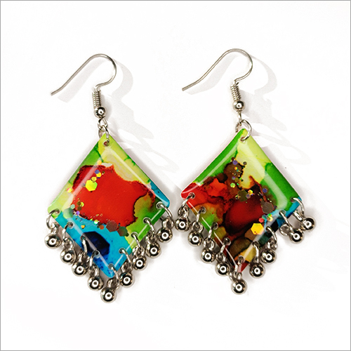 Ladies Multicolor Resin Handmade Earrings