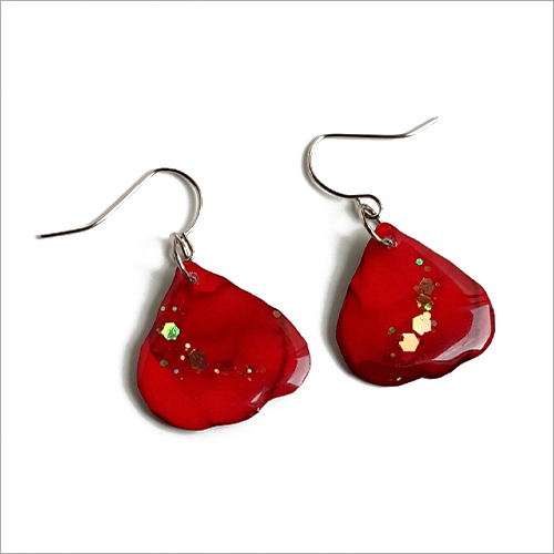 Rose Petal Resin Handmade Earrings