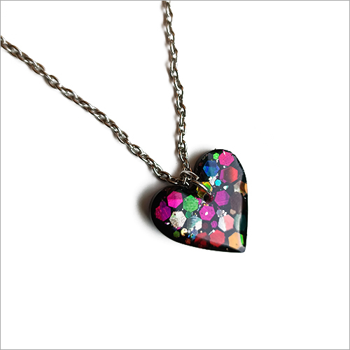 Black Heart Shape Resin Handmade Pendant