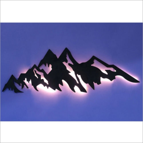 Black Himalayan Mountain Backlit Metal Wall Art