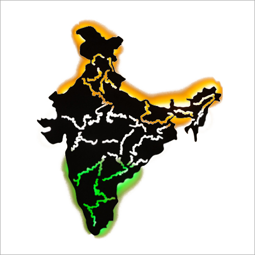 Black India Map Backlit Metal Wall Decor