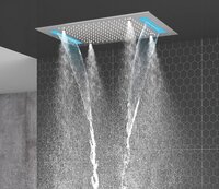 Aura Bathware - Stainless Steel Rectangular Water Flow Shower Head | Classic Design, Ideal For Commercial Use In Gym Facilities