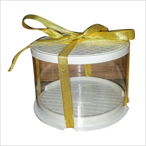 White Plastic Round Cake Box