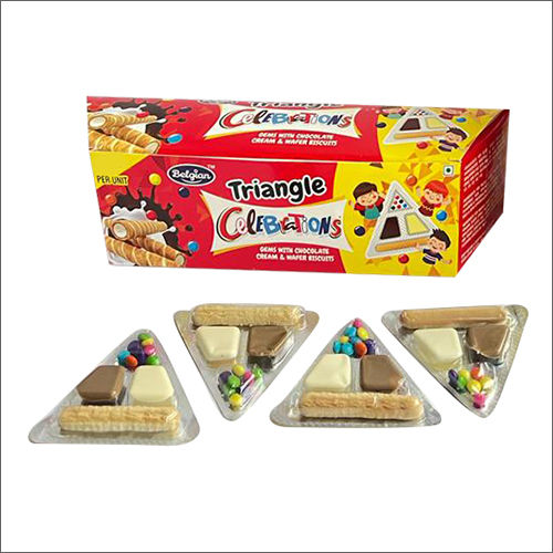 Sweet Triangle Celebration Gems With Chocolate Cream And Wafer Biscuits