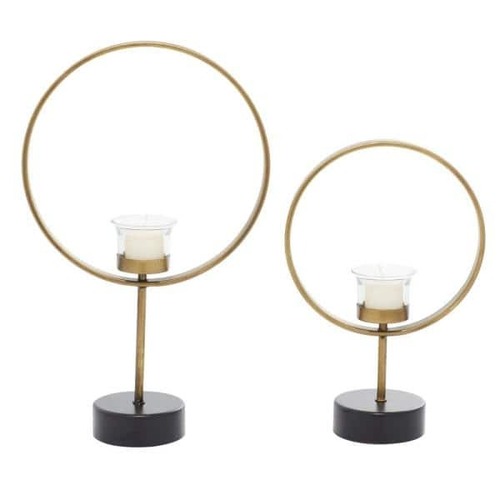 Set 2 Round Shape Metal Candle Holder