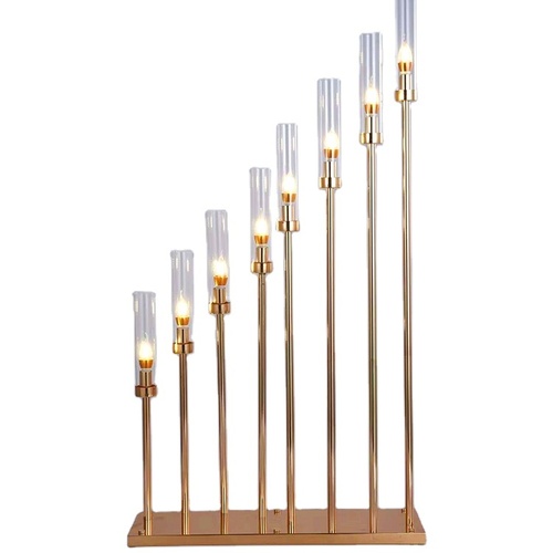 8 Heads Metal Glass Candle Holder For Wedding And Event Decoration