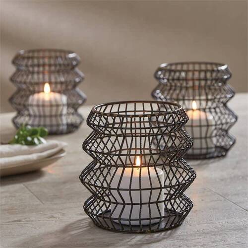 Metal Wire Black Candle Holder
