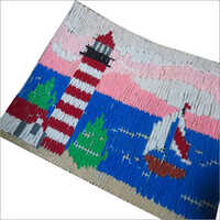 Light House Print Handicraft Table Mat - Cotton Material, Customized Size | Washable, Embroidered Pattern, Smooth Texture, Decorative Design