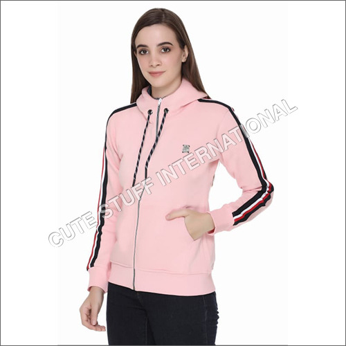 Washable Pink Designer Poly Cotton Hoodie