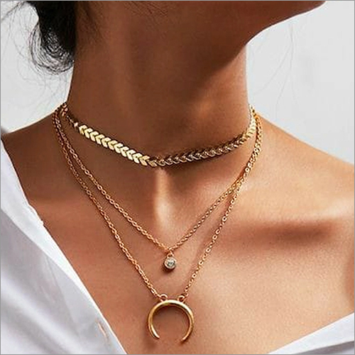 Horn Pendant Artificial Chain Necklace