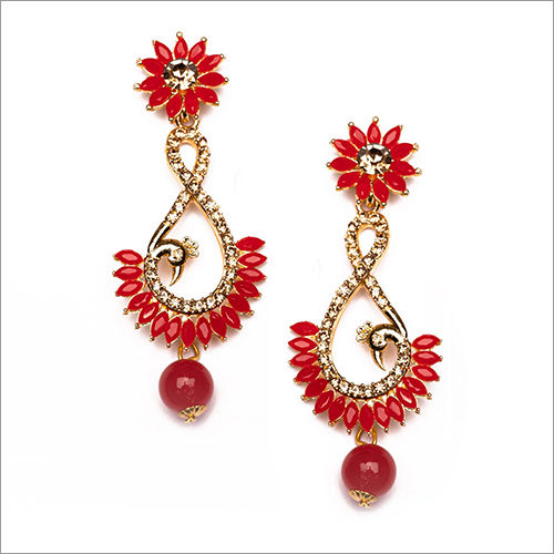 Party Red Fancy Artificial Earrings