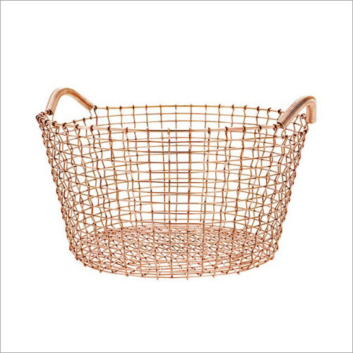 Rose Gold Coated Iron Storage Basket