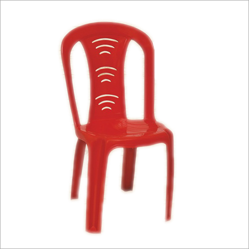 Red Plastic Chair Without Armrest
