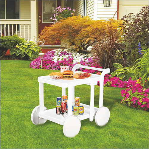 Durable White Plastic Kitchen Trolley