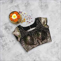 Black Blouse With Gold SequinsHalf Sleeve Blouse