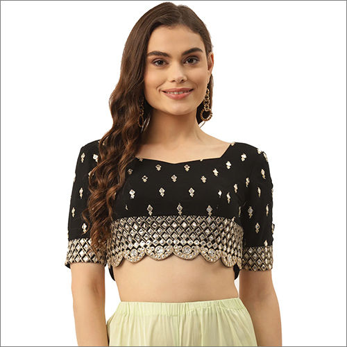 Zari Abla Mirror Work Half Sleeve Blouse