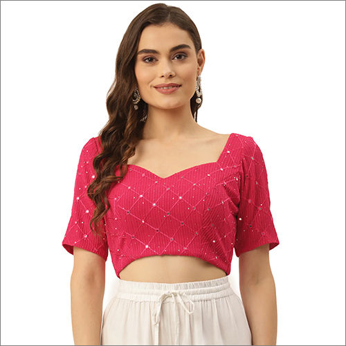 Indian Exquisite Mirror Half Sleeve Blouse