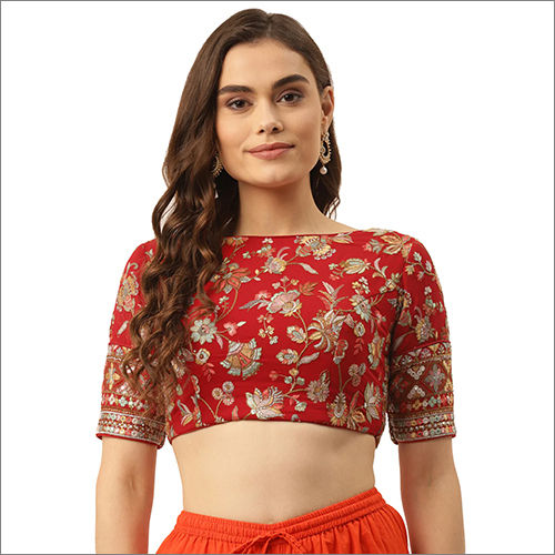 Georgette Padded With Embroidery Work Half Sleeve Blouse