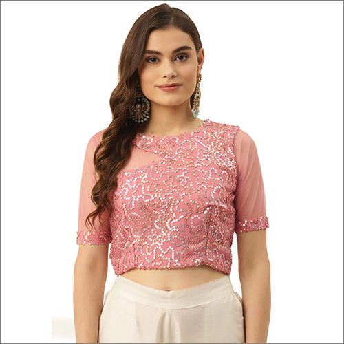 Georgette Boat Neck Half Sleeve Blouse