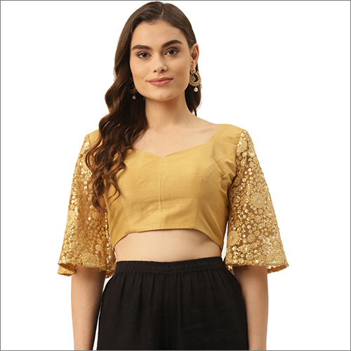 Dupion Silk Modern Look Half Sleeve Blouse - Color: Yellow