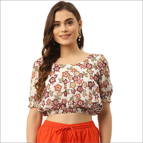 Ladies Printed Fancy Half Sleeve Blouse